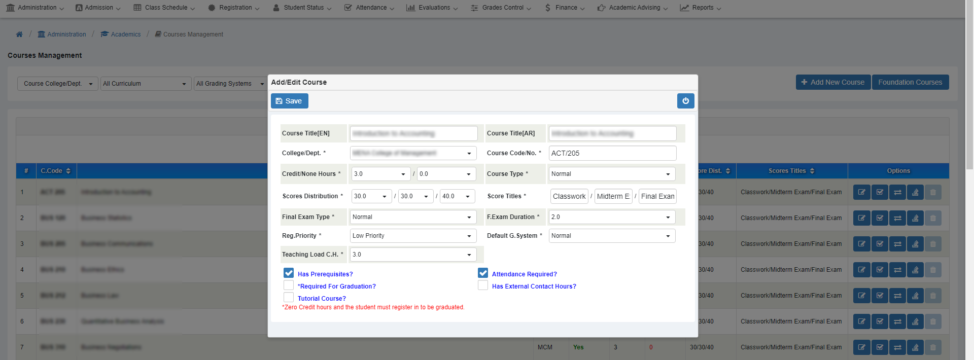 Courses Management